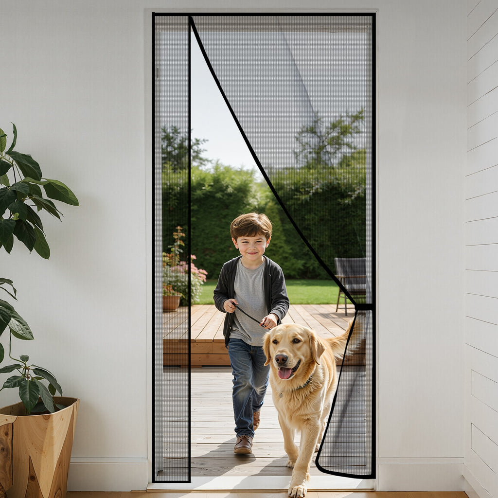 Sunolga Magnetic Screen Door, Reversible Left Right Side Opening, Sturdy Polyester Mesh