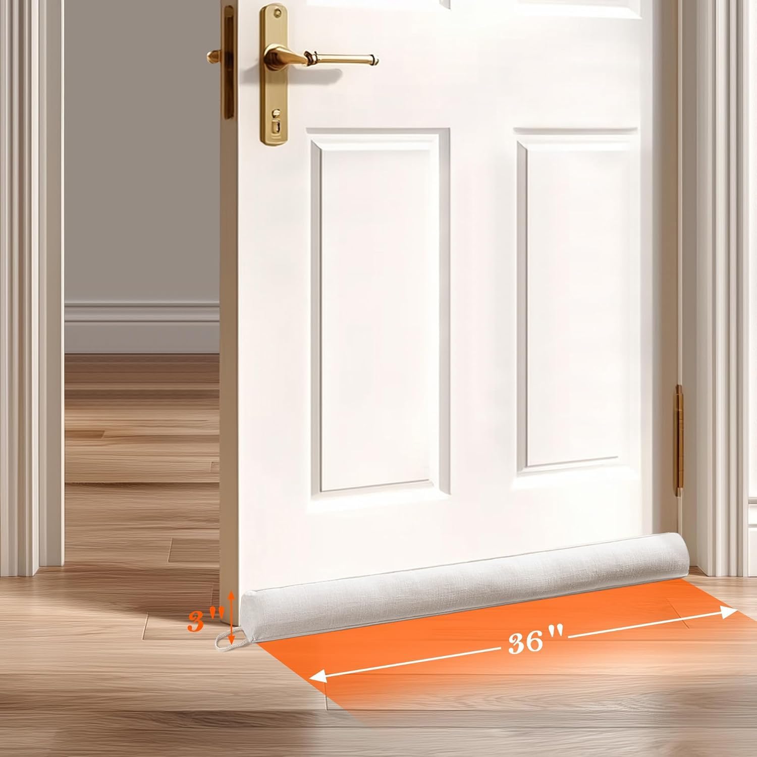 Sunolga Linen Door Draft Stopper, Removable Washable Cover, 36", Beige