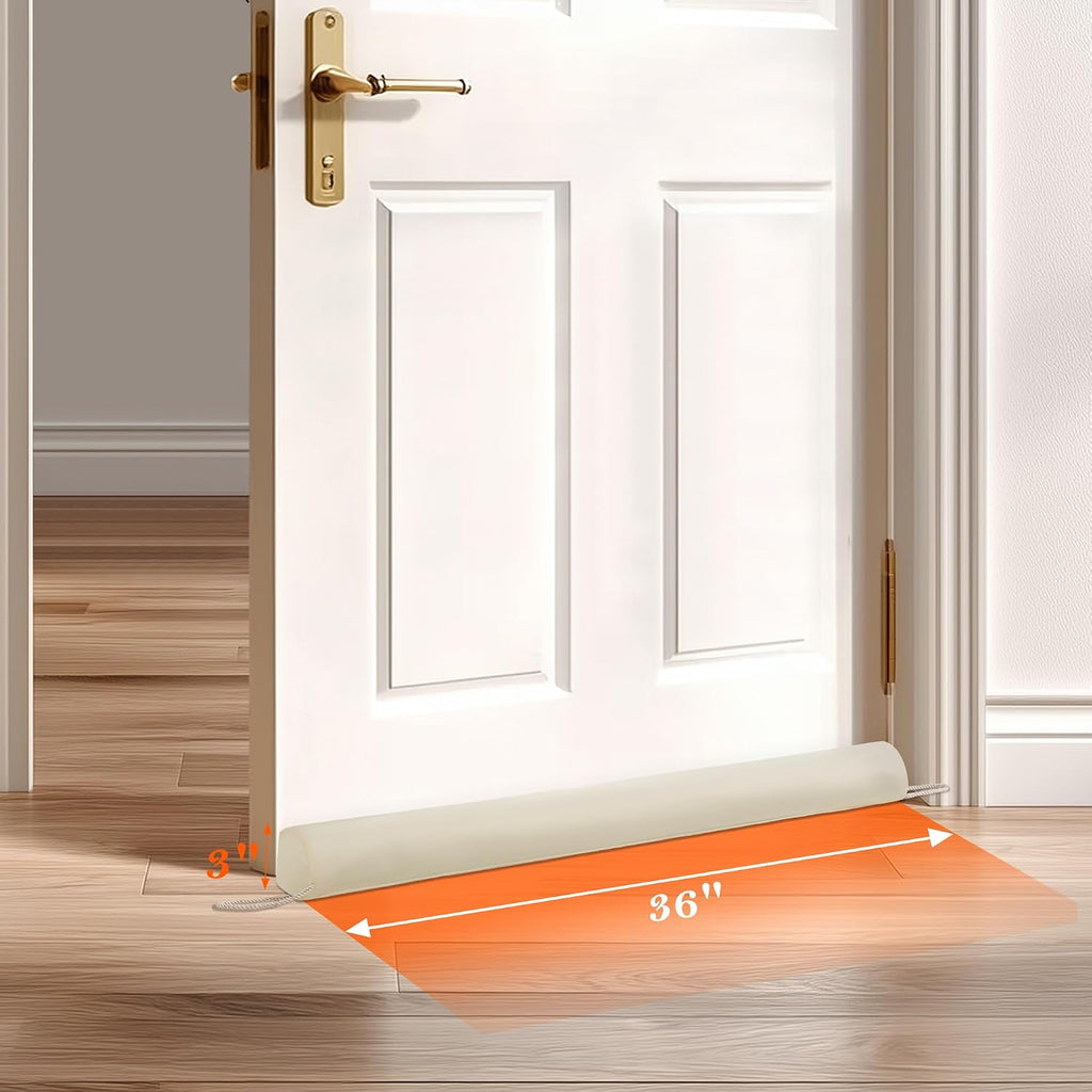 Sunolga Water Resistant Door Draft Stopper, Removable Cover, 36", Beige
