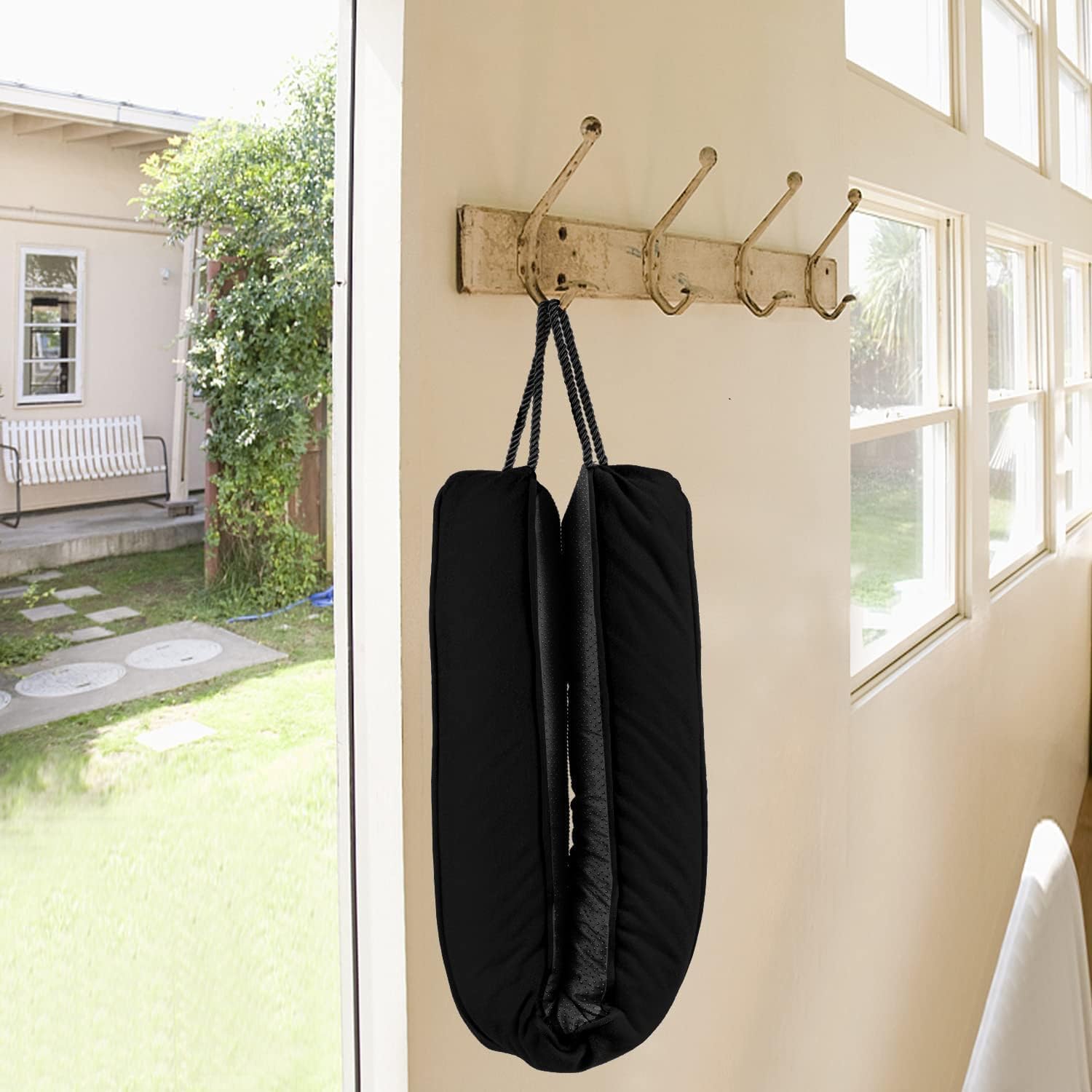 Sunolga Door Draft Stopper with Removable Cover, 20", Black, 2-Pack
