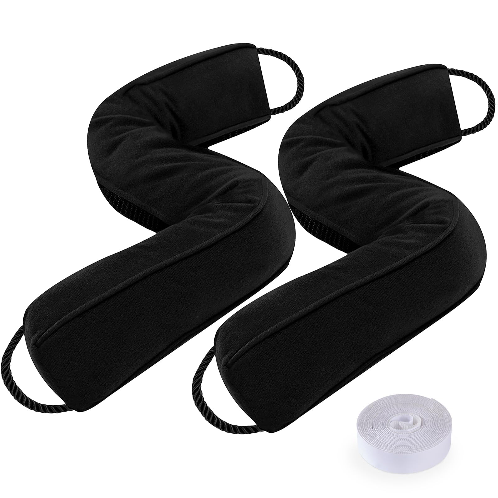 Sunolga Door Draft Stopper with Removable Cover, 20", Black, 2-Pack