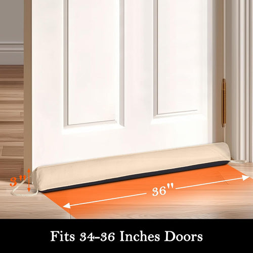 Sunolga Door Draft Stopper with Removable Washable Cover, 36", Beige