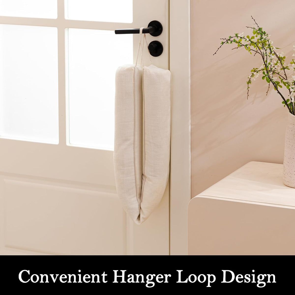 Sunolga Linen Door Draft Stopper, Removable Washable Cover, 36", Beige