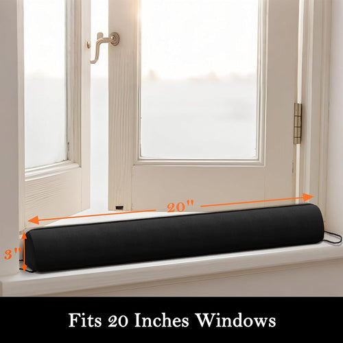 Sunolga Door Draft Stopper with Removable Cover, 20", Black, 2-Pack