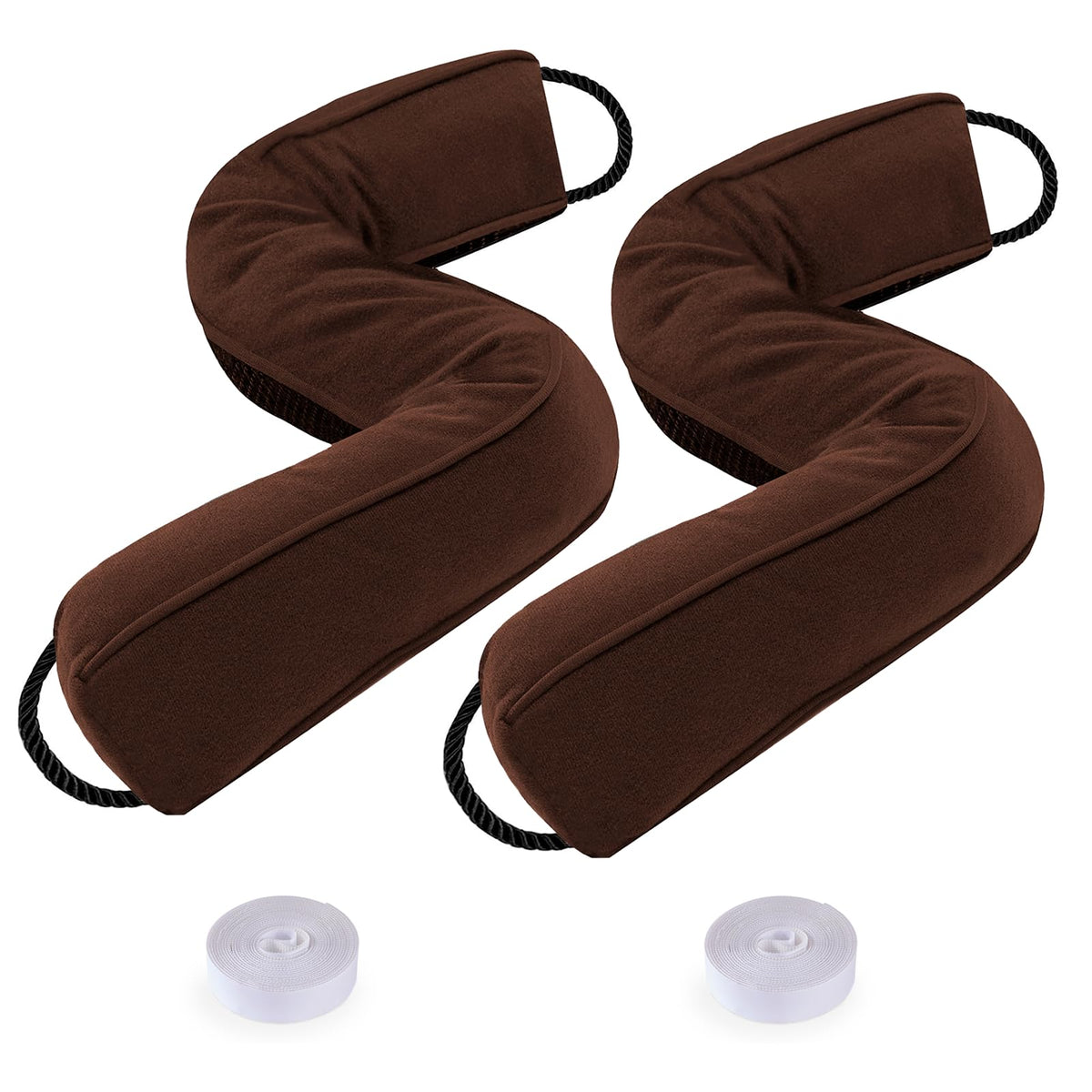 Sunolga Door Draft Stopper with Removable Cover, 20", Black, 2-Pack