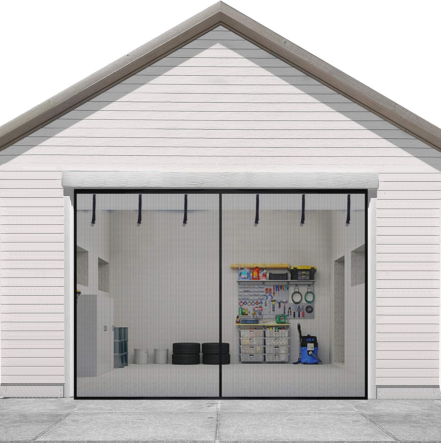 Sunolga Garage Door Screen for 1 Car, 8x7FT, Black