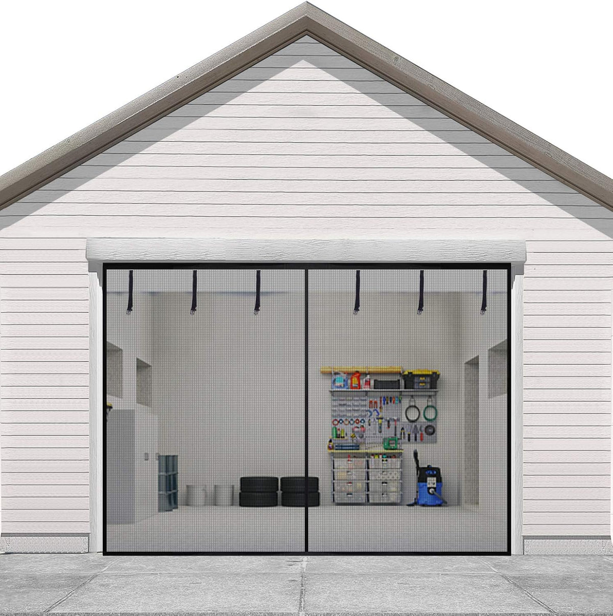 Sunolga Garage Door Screen for 1 Car, 8x7FT, Black