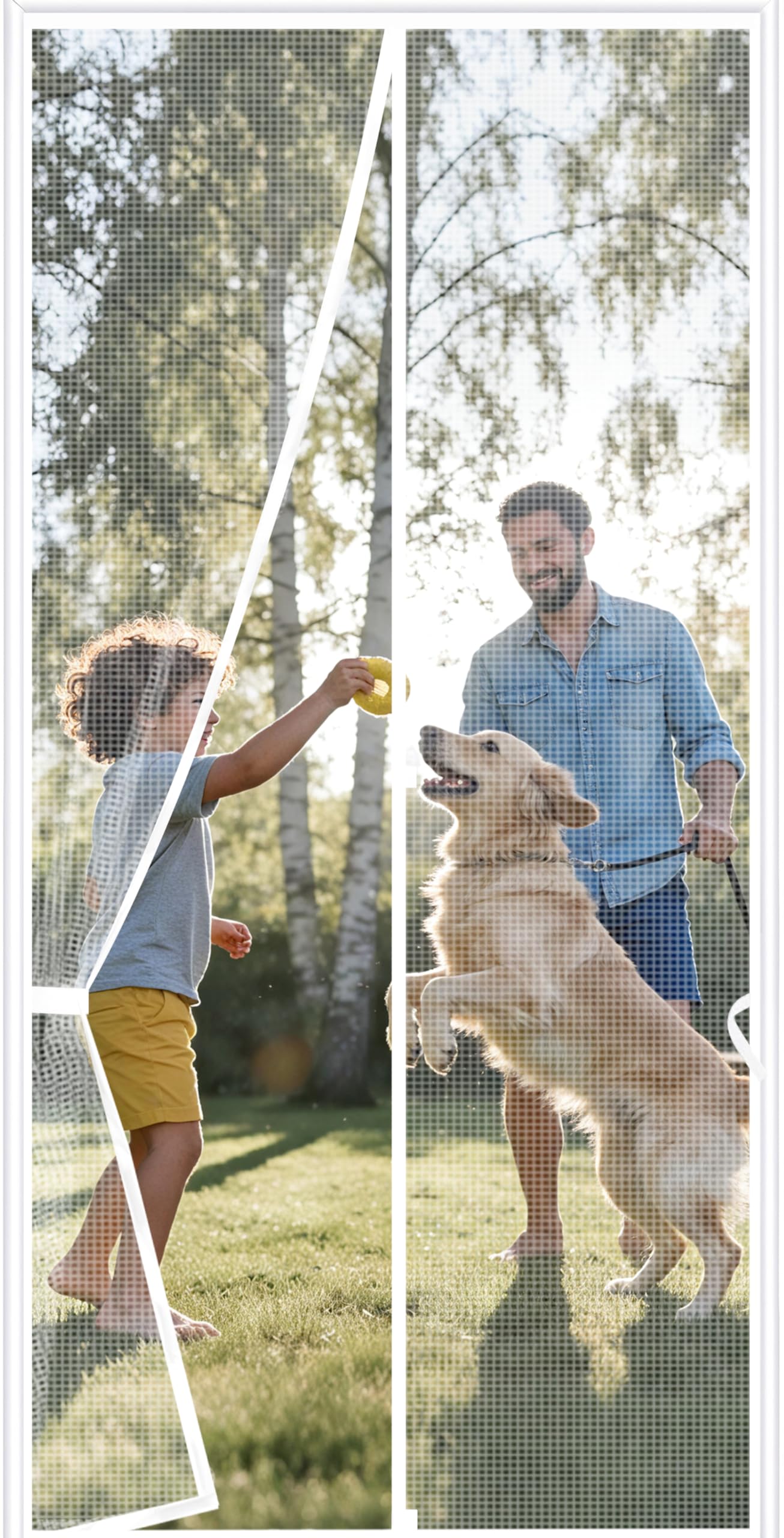 Sunolga 32 x 81 Inch Magnetic Screen Door, Fits Doors Size 30 x 80 Inch, Reinforced Polyester Screen Door Mesh with Full Frame Hook & Loop, Door Screen Magnetic Closure for Hands-Free
