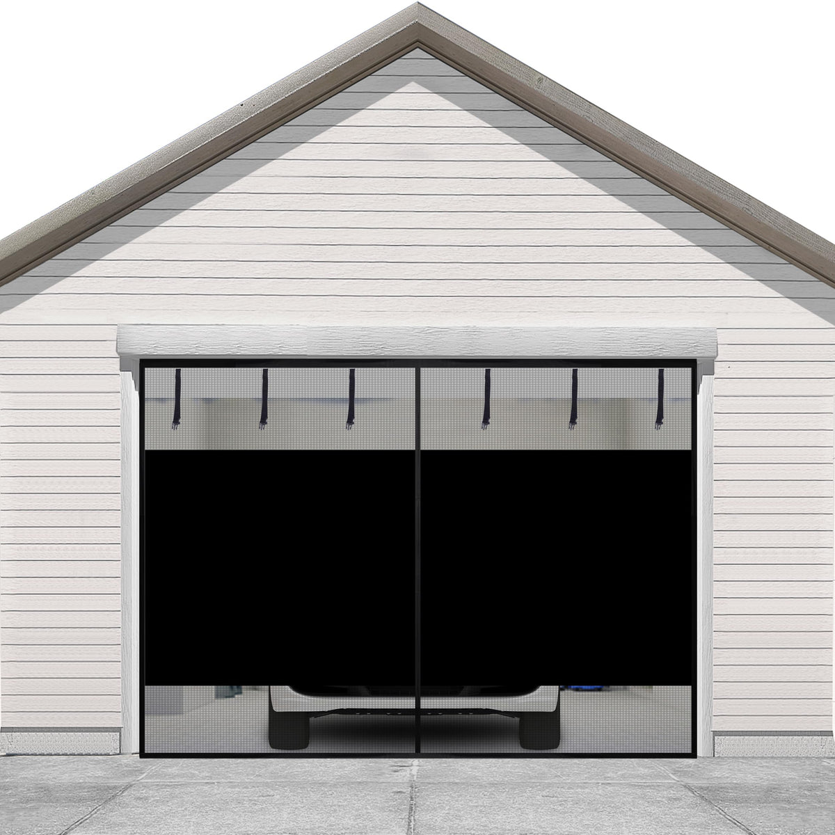 Sunolga 8x7 Ft Privacy Garage Door Screen for 1-Car Garage, Heavy Duty Magnetic Screen Door with Strong Magnets and Strapping Tapes, Hands-Free Mesh for Patio and Porch, Black