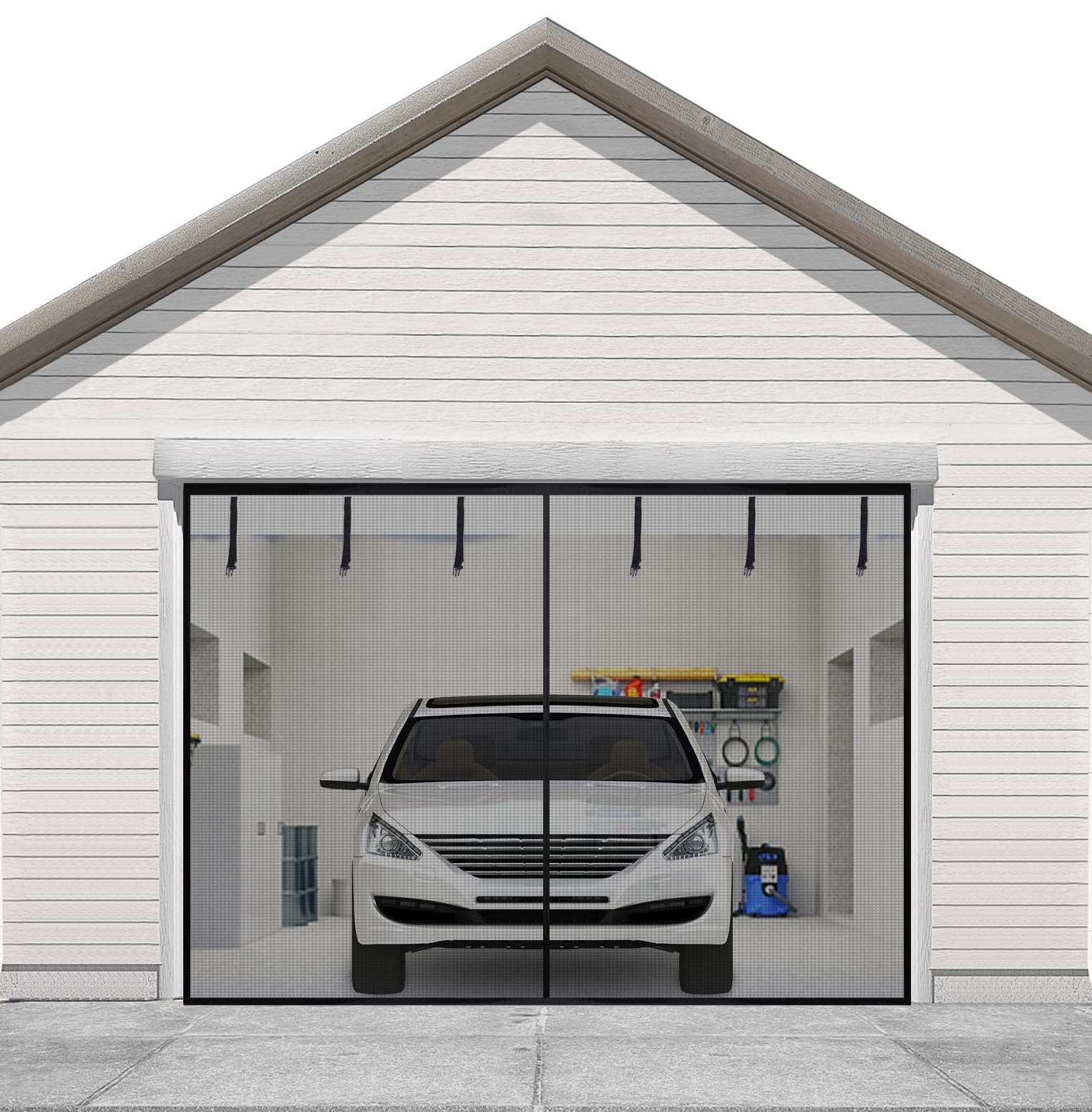 Sunolga Garage Door Screen for 1 Car, 8x7FT, Black