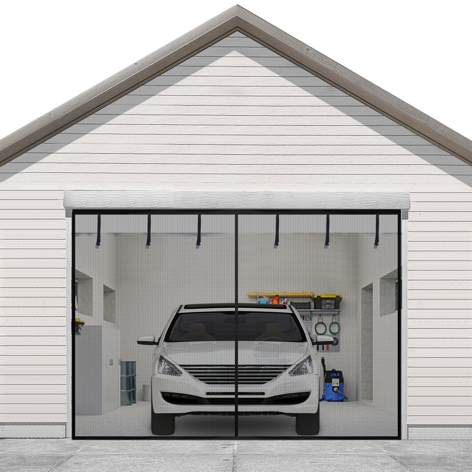 Sunolga Garage Door Screen for 1 Car, 8x7FT, Black