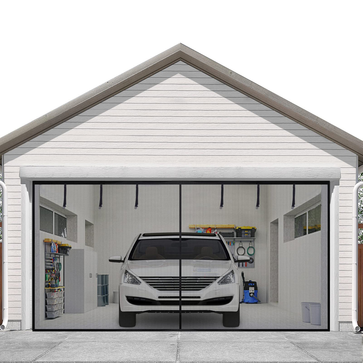 Sunolga Garage Door Screen for 1 Car, 8x7FT, Black
