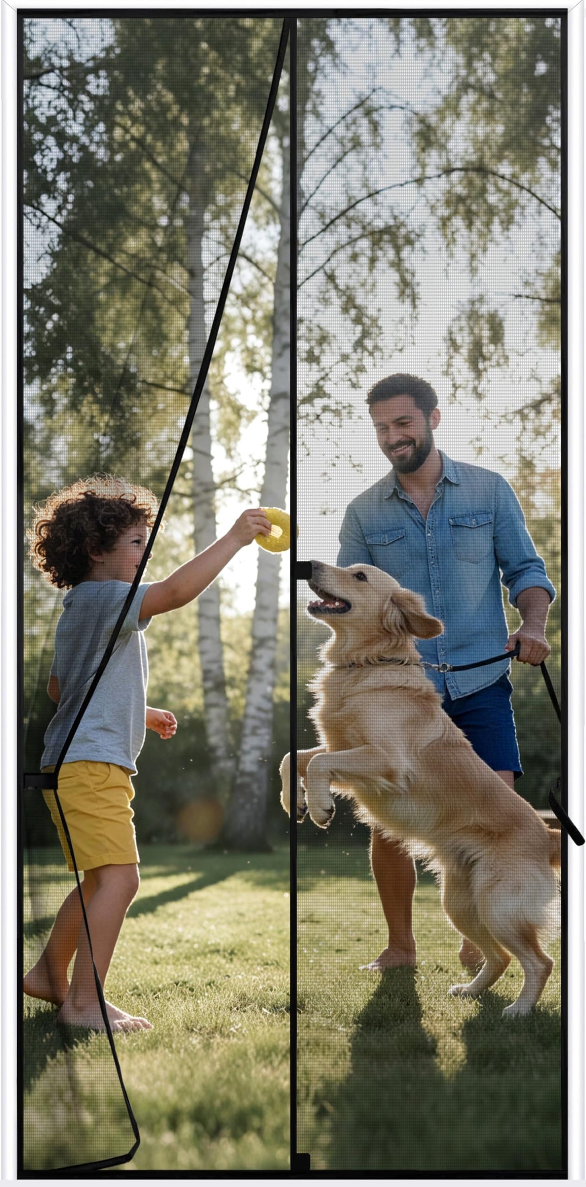 Sunolga 32 x 81 Inch Magnetic Screen Door, Fits Doors Size 30 x 80 Inch, Reinforced Polyester Screen Door Mesh with Full Frame Hook & Loop, Door Screen Magnetic Closure for Hands-Free