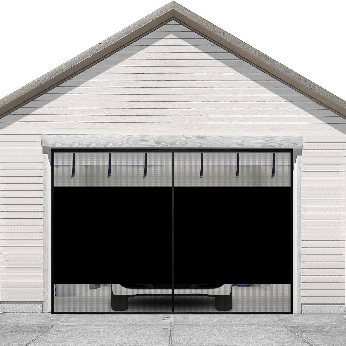 Sunolga 8x7 Ft Privacy Garage Door Screen for 1-Car Garage, Heavy Duty Magnetic Screen Door with Strong Magnets and Strapping Tapes, Hands-Free Mesh for Patio and Porch, Black