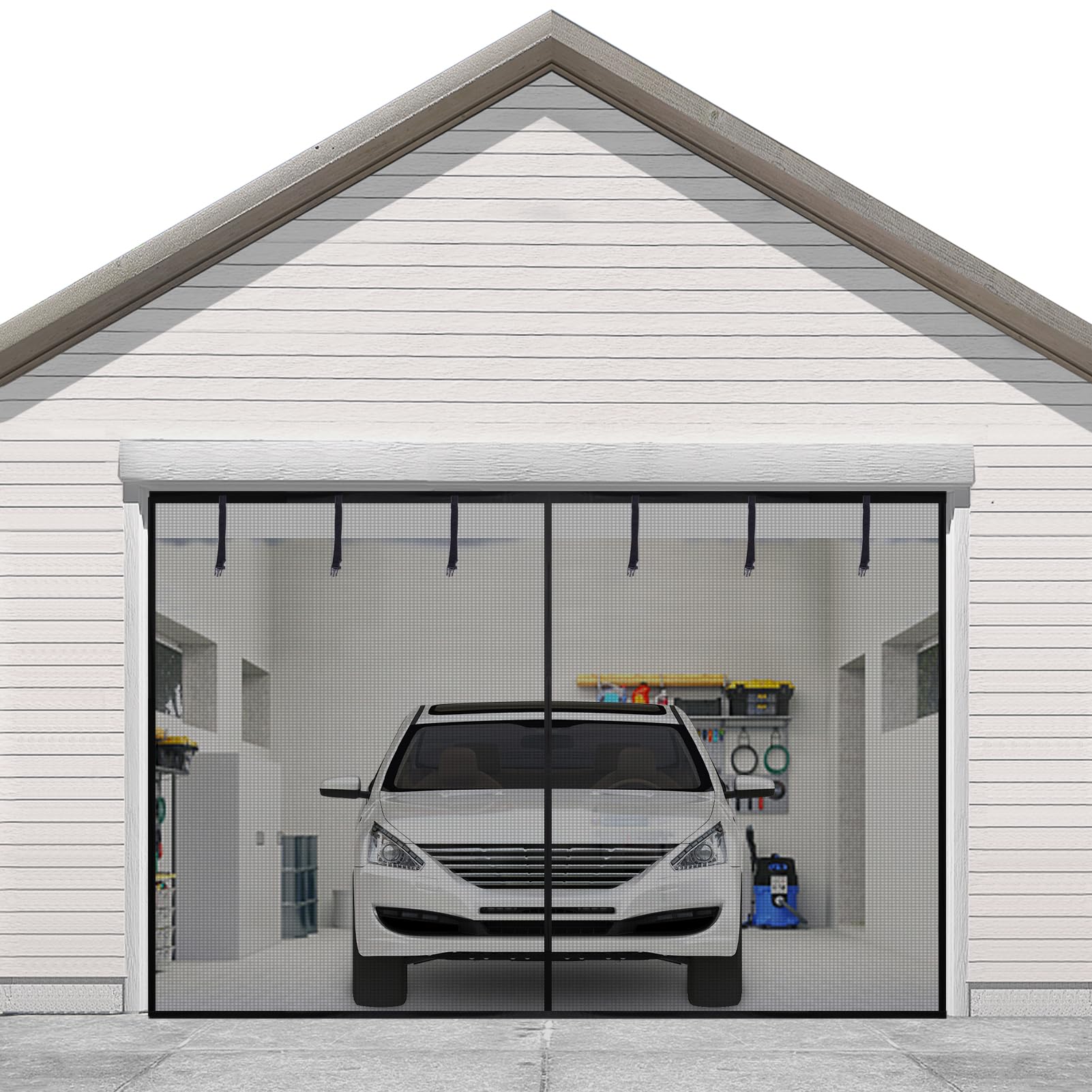 Sunolga Garage Door Screen for 1 Car, 8x7FT, Black