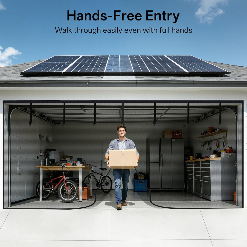 Sunolga Garage Door Screen for 1 Car, 8x7FT, Black