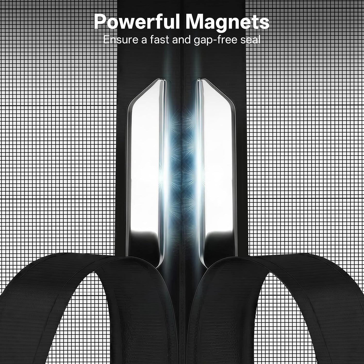 Sunolga Magnetic Screen Door Fits Door Size 30 x 80 Inch, Actual Screen Size 32 x 81 Inch, Reversible Left Right Side Opening, Sturdy Polyester Mesh Curtain Hands Free for Patio, Sliding Door, Black