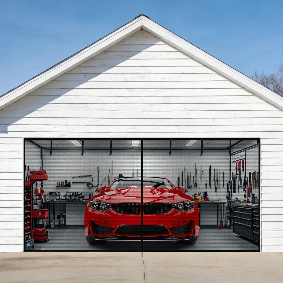 Sunolga Garage Door Screen for 1 Car, 8x7FT, Black