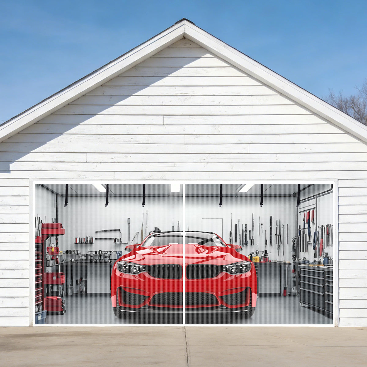 Sunolga Garage Door Screen for 1 Car, 8x7FT, Black