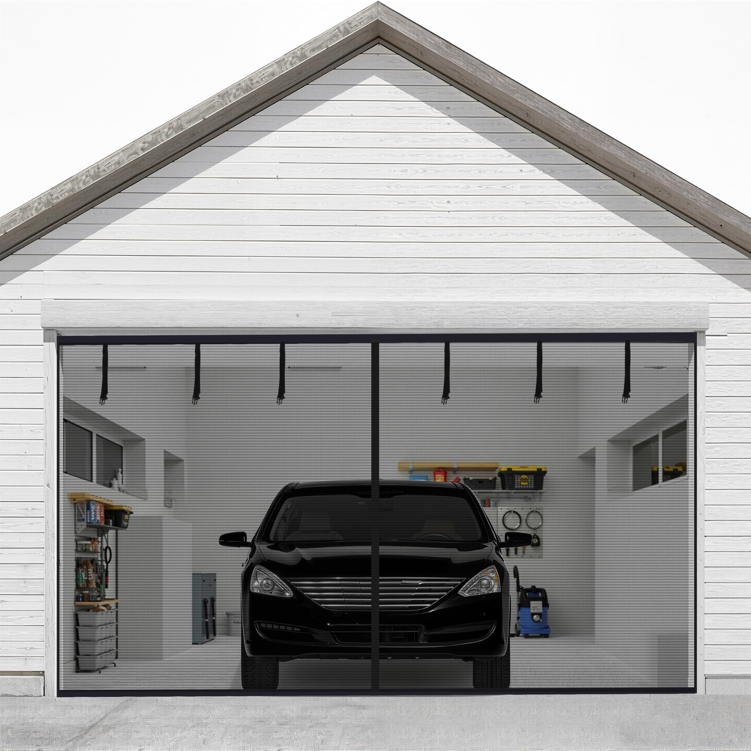 Sunolga Garage Door Screen for 1 Car, 8x7FT, Black