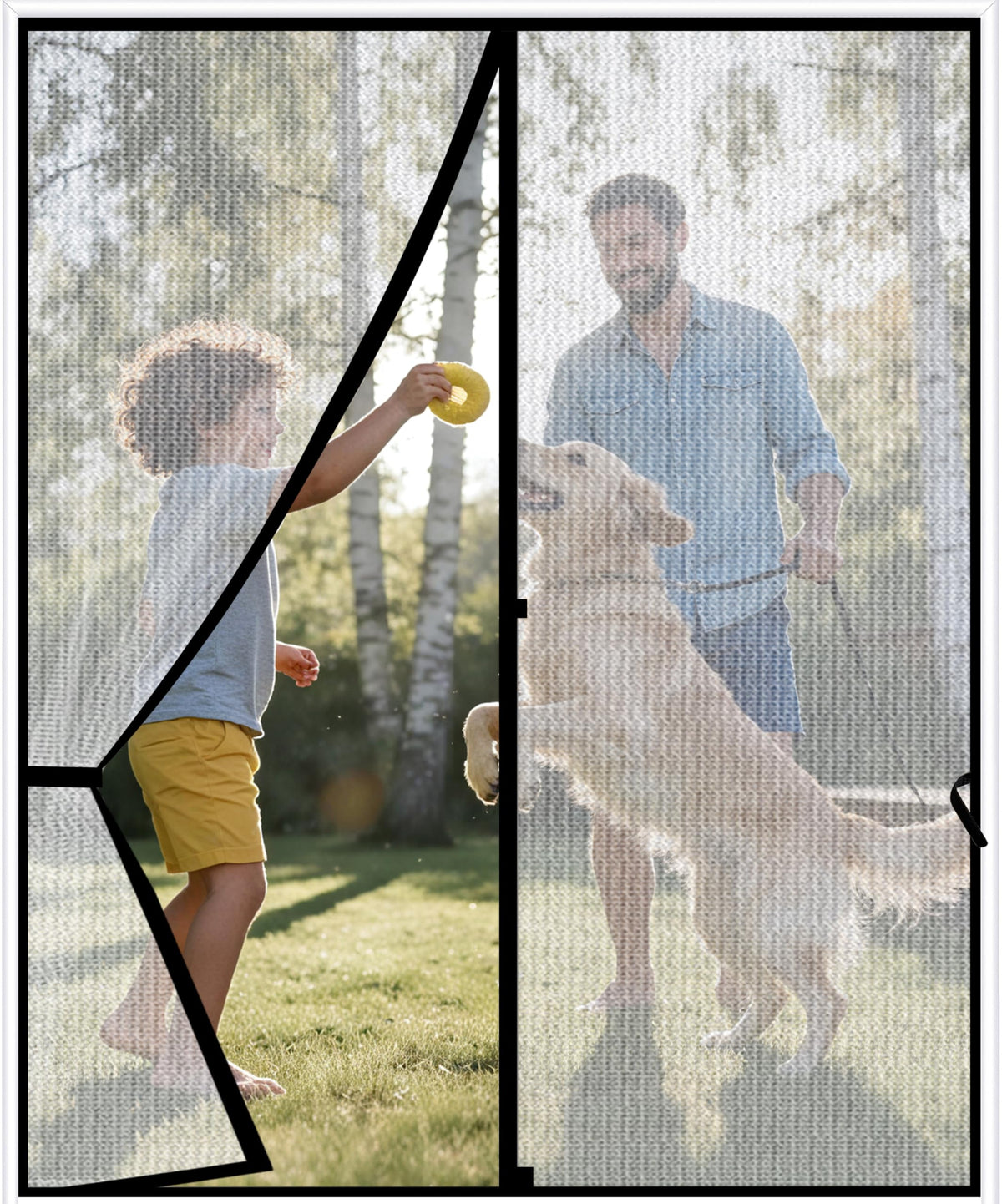 Sunolga 32 x 81 Inch Magnetic Screen Door, Fits Doors Size 30 x 80 Inch, Reinforced Polyester Screen Door Mesh with Full Frame Hook & Loop, Door Screen Magnetic Closure for Hands-Free